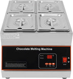 500W Electric Melting Pot for Chocolate w/Digital Display Control,Commercial Chocolate Warmer Melting Pot Chocolate Melter Pot Machine for Home or Bakery Use 4 Tanks for 26.46lb of Tempered Chocolate