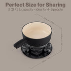Swissmar Lugano Cast Iron Cheese Fondue Set, 9-Piece, 2 QT / 2 L - Ideal for Melting Cheese, Chocolates, Caramel, & More - Perfect for Kitchen Collection & Gift Giving - Matte Black