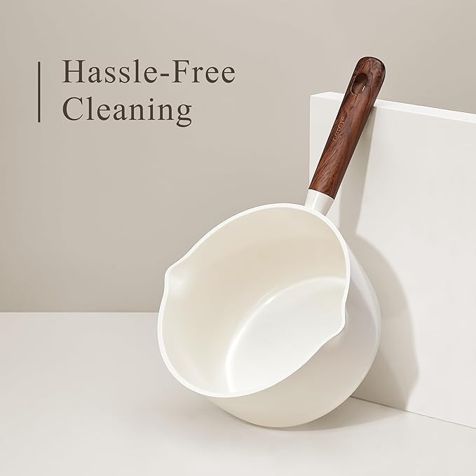 CAROTE 2QT & 3QT Sauce Pan Sets with Lid & Ladle Ceramic Nonstick Pot Set Non Toxic Saucepan Small Kitchen Cooking Pots, Easy to Clean, Induction Comptable, PFAS PTFE Free