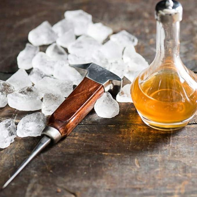 Ice Pick Stainless Steel, Ice Picks for Breaking Ice, Ice Pick with Wood Handle, Ice Picks for Kitchen, Bars, Bartender, Best Ice Carving Tools (short)