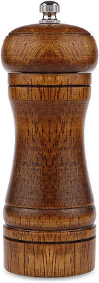 Powstro Pepper Grinder - 5 inch Pepper Mill Pepper Grinder Refillable Oak Salt and Pepper Grinder Set Sea Salt Grinder Ceramic Pepper Mill Grinder Adjustable Rough Grinder