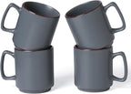 famiware Coffee Mugs Set of 4, Nebula 14oz Coffee Mugs, Ceramic Cup Set with Handle for Latte, Tea, Milk, Cappuccino, Cocoa, Charcoal