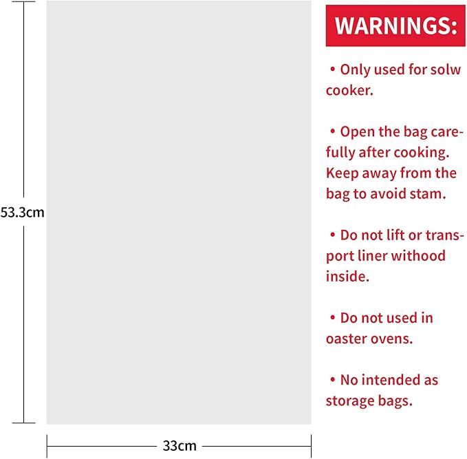 ECOOPTS Slow Cooker Liners Disposable Cooking Bags Large Size Pot Liners Fit 4QT to 8.5QT Suitable for Oval & Round Pot (10 BAGS)
