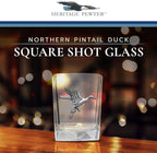Heritage Pewter Pintail Duck Square Shot Glass | Hand-Sculpted 1.5 Ounce Shot Glass | Intricately Crafted Metal Pewter Inlay