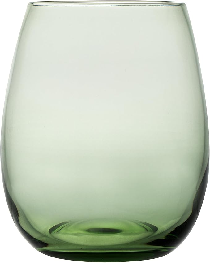 Restaurantware-Vetri 15 Ounce Wine Glasses, 6 Dishwashable Stemless Wine Glasses - No Lead, Durable, Green Glass Stemware, For Home, Bar, Or Restaurant, Serve Merlot, Chardonnay, Or Bordeaux