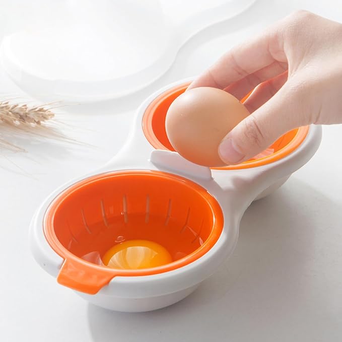 Microwave Egg Poacher,2 Cavity Eggs Poacher, Microwave egg cooker with Lid,Double Layer Microwave Boiled Eggs Maker for Egg McMuffin Hamburg Breakfast Sandwiches,Easy to cook and clean
