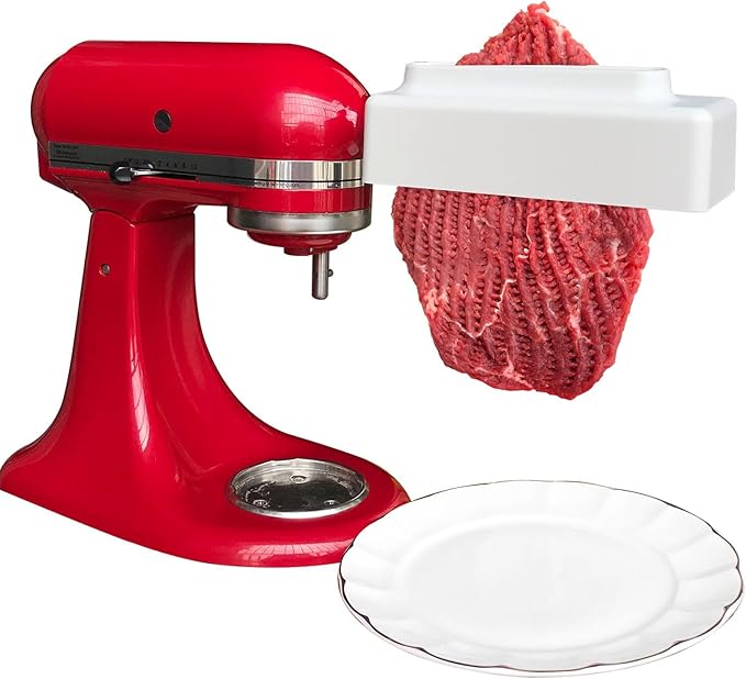 【PLUS】Meat Tenderizer for All KitchenAid Household Stand Mixers- Mixers Accesssories Attachment with Stainless Steel Gears, White【Improved Extended New Version】
