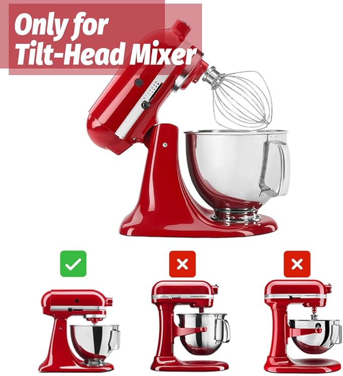 K45WW Dishwasher Safe Wire Whip Attachment 6 Wire Whisk Upgrade Real Stainless Steel Fits KitchenAid Tilt-Head Stand Mixer for Egg Heavy Cream Beater, Cakes Mayonnaise