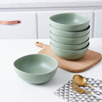 Stone Lain Delilah 6-inch Bowl 6-Piece Dish Set, Porcelain, Honeydew