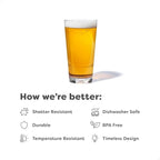 Tossware RESERVE 16oz Stacking Pint, SET OF 4, Premium Quality, Dishwasher Safe & Heat Resistant Unbreakable Plastic Beer Glasses