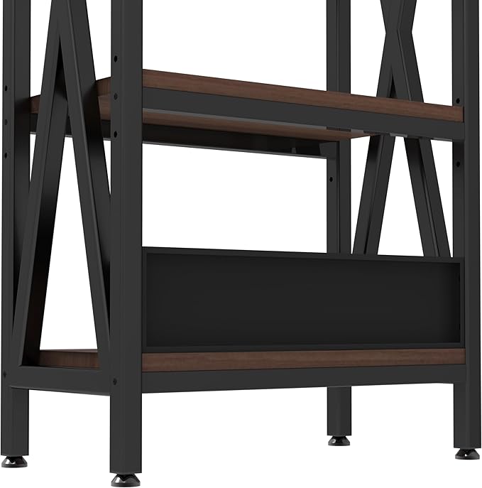 KEIKI 4-Tier Kitchen Bakers Rack with Storage, 55'' Bookcase Shelf Adjustable Shelves Freestanding, Microwave Stand, Bakers Rack for Kitchen, Garage, Pantry, Bathroom