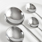 Homelux Theory 18/10 Stainless Steel Silverware Set, 4 Cutlery Set of 5pc Heavy Duty Spoons & Forks Set, Stainless Steel Kitchen Utensils, Adaline Royal Modern Utensils & Contemporary Flatware Set