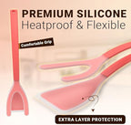 Silicone Egg Flipper Spatula Tongs (Set of 1) – Non-Stick 2-in-1 Grip & Flip Kitchen Tongs for Pancakes, Fish, Eggs, and More – Heat Resistant Cooking Tool (Black) (Red)