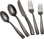 Silverware Set Black Flatware Set Hammered Cutlery Set Stainless Steel Mirror Finished Hand Forged 40 Pieces Service for 8 Home Event Use Wedding Housewarming Gift