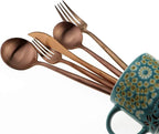 Matte Rose Gold Silverware Set,Gugrida 5-Piece 18/10 Stainless Steel Satin Finish Flatware Set,Kitchen Utensil Set,Tableware Travel Cutlery Set for Camping Office or School Lunch, Dishwasher Safe