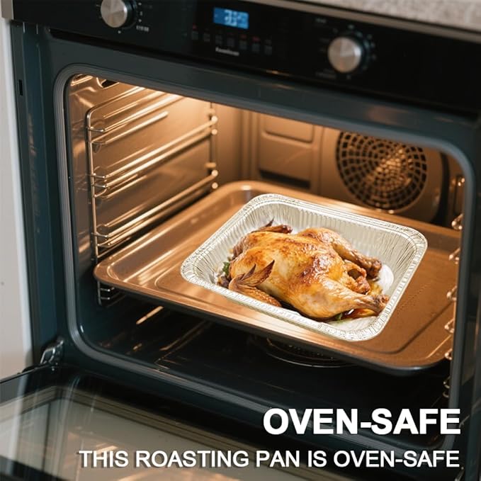 Aluminum Pans 9x13 Disposable Foil Pans Half Size (30Pack) Baking Pans Roasting Pan Great for Cooking, Heating, Storing