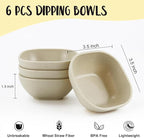 5 oz Small Wheat Straw Bowls Set of 6, Unbreakable Dipping Bowls Soy Sauce Dish, Small Dessert Bowls Snack Bowls for Kitchen, Microwave and Dishwasher Safe (Beige)