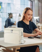 esouler Lunch Box for Women/Men Insulated Lunch Bag Large Capacity Reusable Lunch Tote Leak Proof Lunch Bags for Work Picnic, Beige