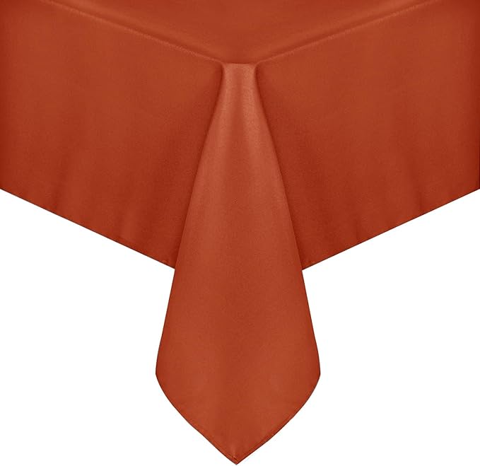 sancua Rectangle Tablecloth 60 x 120 Inch Burnt Orange, Stain and Wrinkle Resistant Washable Fabric Fall Table Cloth, Thanksgiving Polyester Table Cover for Dining Parties Rust Pumpkin Orange