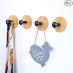 Self Adhesive Hooks, Robe Hooks Reusable Seamless Hooks, Heavy Duty Adhesive Hooks, Utility Hooks for Bedroom, Kitchen, Bathroom 4 Pack (Black)