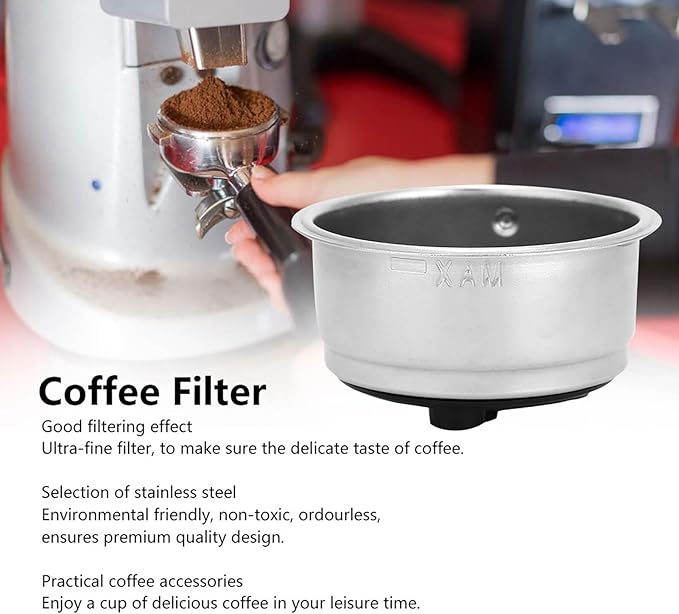 51mm Portafilter Basket, Double Cup Reusable Portafilter Filter Basket, Stainless Steel Detachable Coffee Machines Filter Accessories for Home Office, Height 31mm