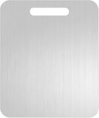 Titanium Cutting Board Set of 1, 18 * 12inches, Titanium Cutting Boards for Kitchen, Food Grade Metal Double Sided Chopping Boards for Kitchen Counter Meat Vegetable Fruit Outdoor Camping