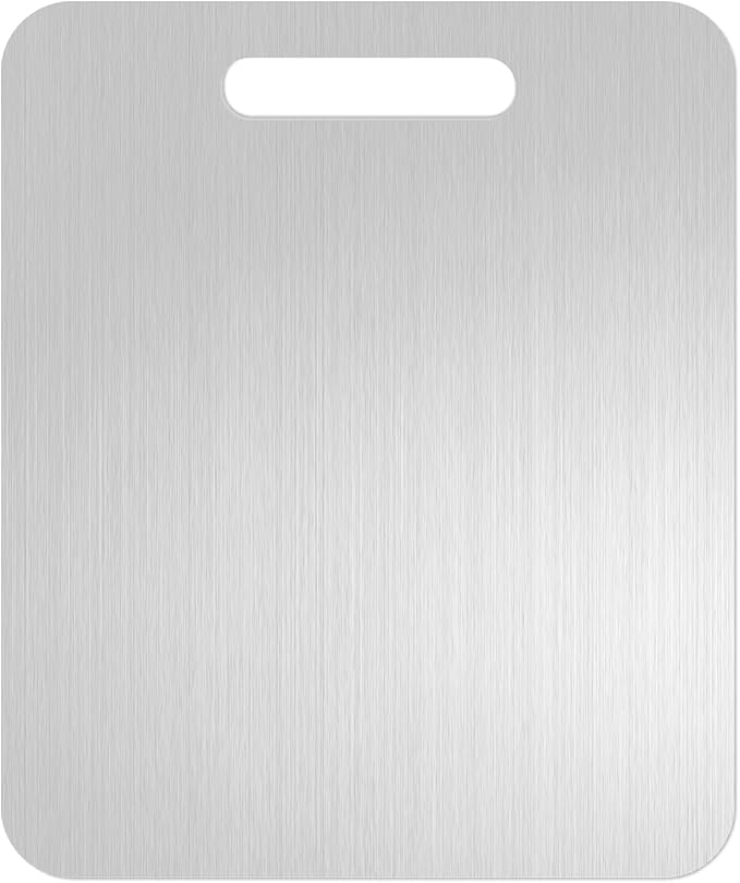 Titanium Cutting Board Set of 1, 15 * 11.5inches,Titanium Cutting Boards for Kitchen, Food Grade Metal Double Sided Chopping Boards for Kitchen Counter Meat Vegetable Fruit Outdoor Camping