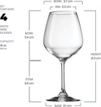 Bormioli Rocco 18oz Red Wine Glasses, Crystal Clear Star Glass, Laser Cut Rim For Wine Tasting, Elegant Party Drinking Glassware, Restaurant Quality (Set of 4)