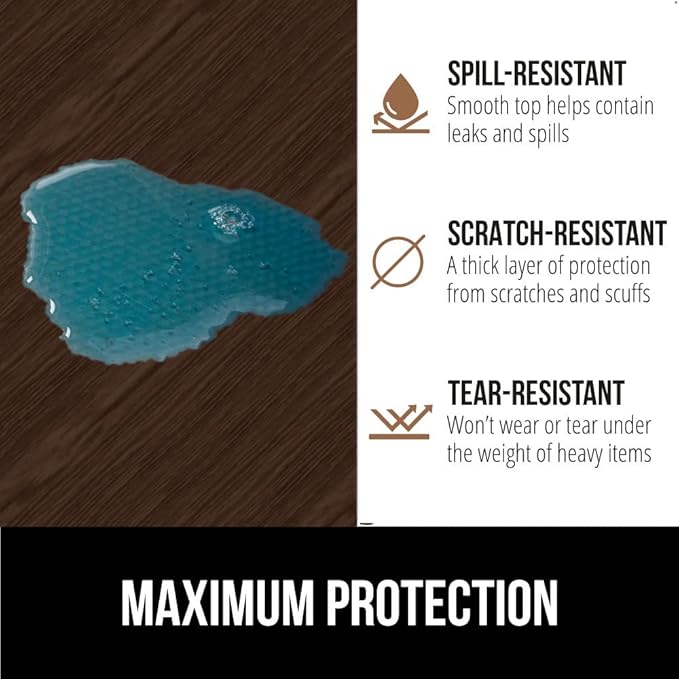 GORILLA GRIP DripGuard Drawer and Shelf Liner for Cabinet, Slip Resistant Non Adhesive Protection for Kitchen, BPA Free Smooth Surface Plastic Liners for Cabinets, Bathroom Drawers, 17.5x120 Inch Wood