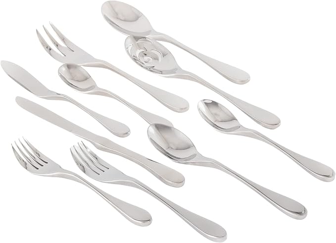 KNORK's Original Flatware Set - 45 Piece Glossy Silverware Set with Knork Forks - Durable and Stylish Knork Flatware Set for Everyday Use, Service for 8