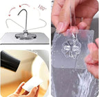 33lbs Adhesive Hooks for Hanging on Wall or Ceiling, Heavy Duty, Clear, Damage Free, Traceless, Stick on Hangers for Kitchen Bathroom, 10pcs