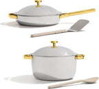 Our Place Titanium Pro Cookware Duo – Always Pan & Perfect Pot with Nonstick No-Coating Technology | Tri-Ply Titanium & Stainless Steel | Safe for Oven, Induction & All Cooktops up to 750°F | Gold