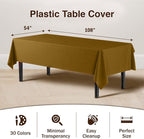 Exquisite 66% Thicker Premium Plastic Table Cloth Rectangle Table Cover 0.5 Mil 6 Pack Gold Table Cloth 54 Inch x 108 Inch Disposable Tablecloth Won't Tear Easily Like Cheap Thin Brands