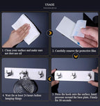 Self Adhesive Stainless Steel Hooks, Wall Mounted Heavy Duty Hanger, Key Rack Towel Hooks for Bathroom, Living Room, Kitchen (2 Hooks)