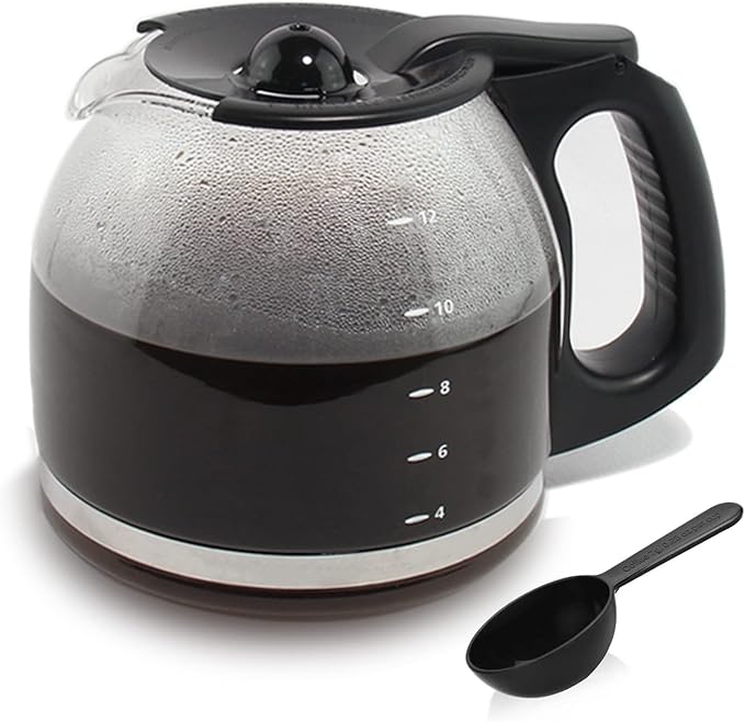 12-Cup Replacement Coffee Carafe Compatible with Mr. Coffee Coffee maker Pot, Replace Part# PLD12 PLD12-RB Series, Black Handle