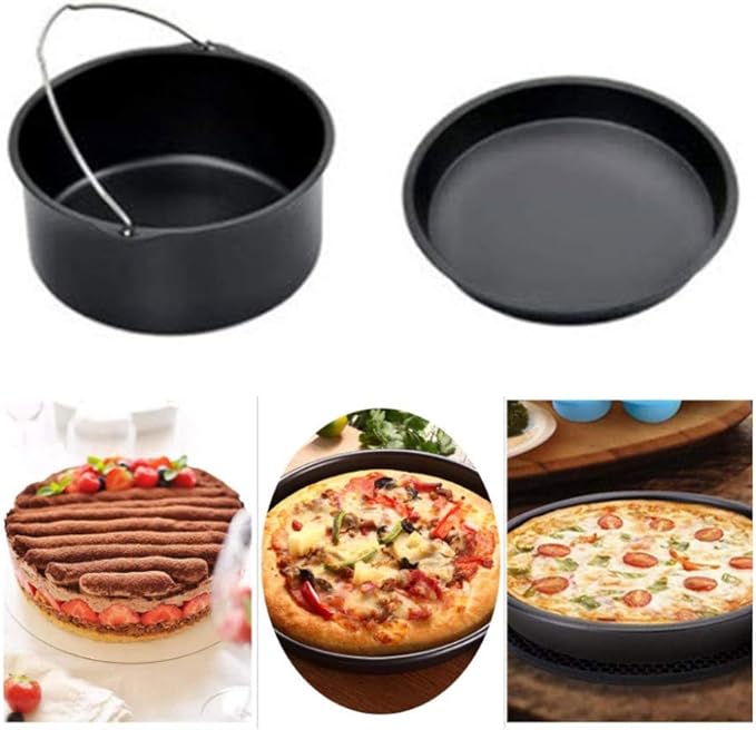 2pcs/set Universal Air Fryer Accessory set Steel Pizza Pan Baking Cake Barrel For Gourmia