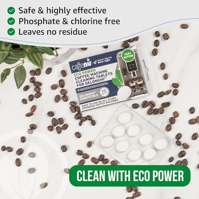 Caffenu Cleaning Tablets Compatible with Delonghi Coffee Machines, 10 Count, 1.4g Each
