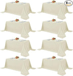 Fitable 8 Pack Rectangle Tablecloths: Stain Resistant Wrinkle Free Circle Table Clothes, Washable Reusable Polyester Table Covers for Wedding Party Birthday Banquet Reception(Ivory, 90x132 Inch)