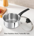 KOCH SYSTEME CS Stainless Steel Sauce Pan with Lid, 1QT & 2QT & 3QT Stainless Steel Saucepan Set with Bakelite Handles, Non Toxic Sauce Pot for Cooking, Induction Compatible & Dishwasher Safe, 6PCS