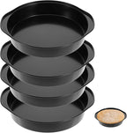 8" Round Cake Pan, 4Pcs Nonstick Cake Pans, Carbon Steel Baking Pans with Handle, Dishwasher Safe
