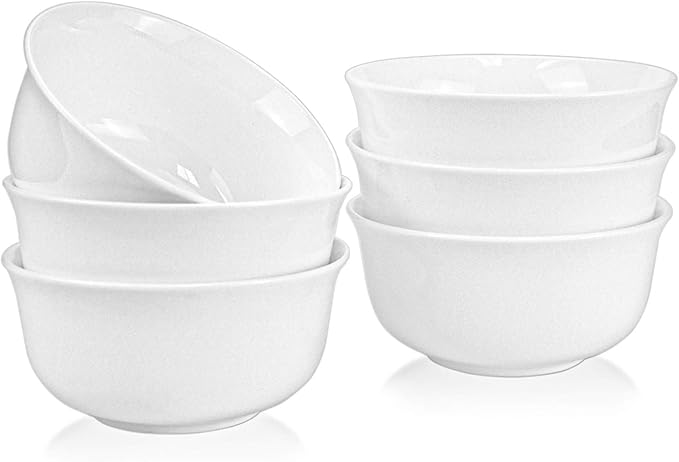 Foraineam 6 Pack 40 Ounce Porcelain Serving Bowls Large Soup Bowls White Pasta Cereal Bowl Set