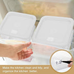 2 Pieces Square Food Storage Containers Polycarbonate Clear food Container with Lid Commercial Storage with Graduations for Commercial Kitchen Dough Marinating Meat(White,8 Qt)