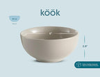 KooK Soup Bowls, Cereal Bowl, Ceramic, Bowls for Kitchen, Microwave, Dishwasher and Freezer Safe, Porcelain Dishes for Pasta, Salad, Oatmeal, Deep Interior, 20 oz, Set of 6, (Powder Grey)