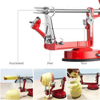 Apple Peeler, Slicer Corer Potato Peelers 3 In 1, Stainless Steel Heavy Duty Suction Cup Base And 7 Extra Blades (Red)