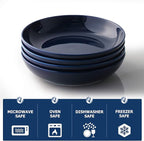 Y YHY 8.5" Vivid Blue Pasta, Salad & Soup Serving Bowls Set of 4, 32oz Large Ceramic, Microwave, Oven & Dishwasher Safe, Sturdy Porcelain Perfect for Daily Dining, Family Gatherings, Parties