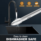 Tongs For Cooking - Heat Resistant 600 Degrees, All Metal Kitchen Tweezers Tongs, Heavy Duty Stainless Steel Cooking for Food, Grill, BBQ, Dishwasher safe Set of 4 (12" & 9in)