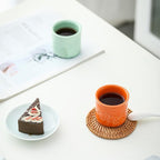 Ceramic Espresso Cups Set of 2 or 4-3oz Demitasse Cups for Coffee & Tea, No Handles, Durable & Dishwasher Safe (lawngreen, 2)