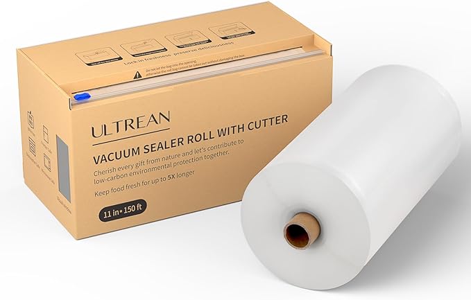 Ultrean 11" x 150' Vacuum Seal Roll Keeper with Cutter, Commercial Grade Vacuum Sealer Bags for Food Saver,BPA Free,Ideal for Storage,Meal Prep and Sous Vide (11" x 150')