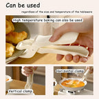 Anti-Scald Bowl Holder Clips, Multi-Function Heat Resistant Silicone Grip Tongs, Non-Slip Hot Dish and Plate Gripper Clip for Pots, Bowls, Plates, Ideal for Kitchen, Steamer, Microwave (Beige, 2Pcs)