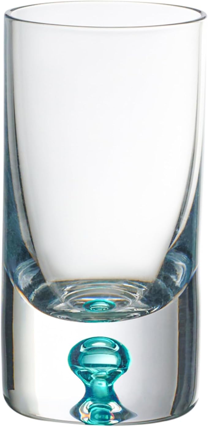 Barski Shot Glasses - Liquor Glass - Set of 6 - Crystal Glass - Assorted Colored Bubble in Base - Thick Base - 1.25 Oz. for Vodka, Whiskey, Tequila - Espressos - Spirits & Liquors - Made in Europe